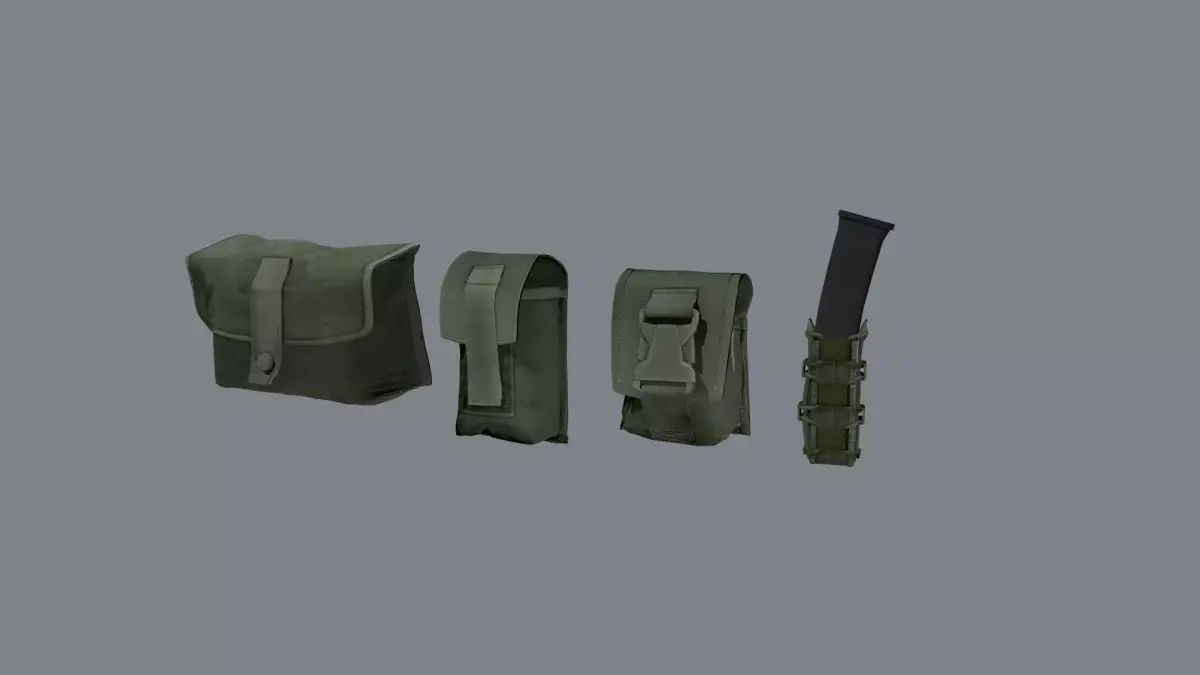 Molle pouches pack Low-poly 3D model
