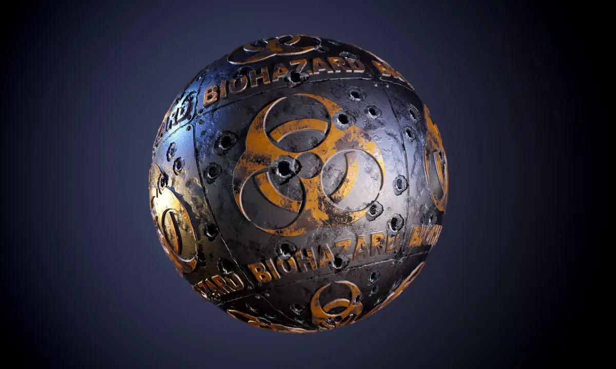 Metal biohazard Sign Sci-Fi Bullet Holes Seamless PBR Texture Texture