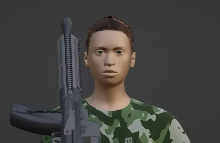 Army Girl Low-poly 3D model