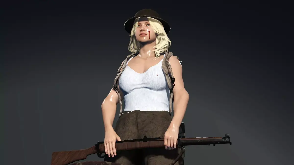 World War 2 Female Soldier Low-poly 3D model