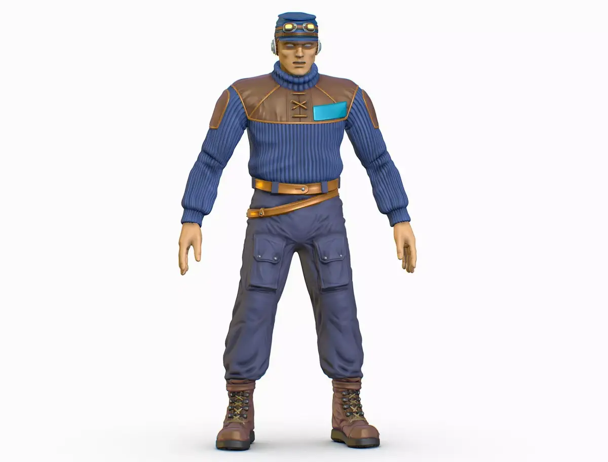 High Poly Male Technician Sweater Leather Jacket Low-poly 3D model