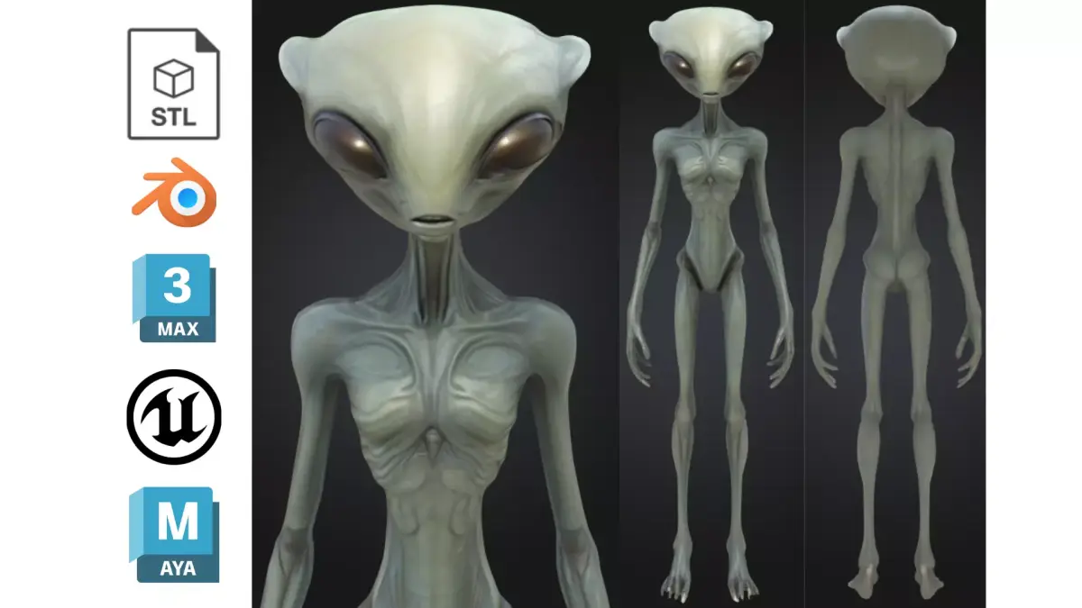 Alien Realistic Extraterrestrial Low-poly 3D model