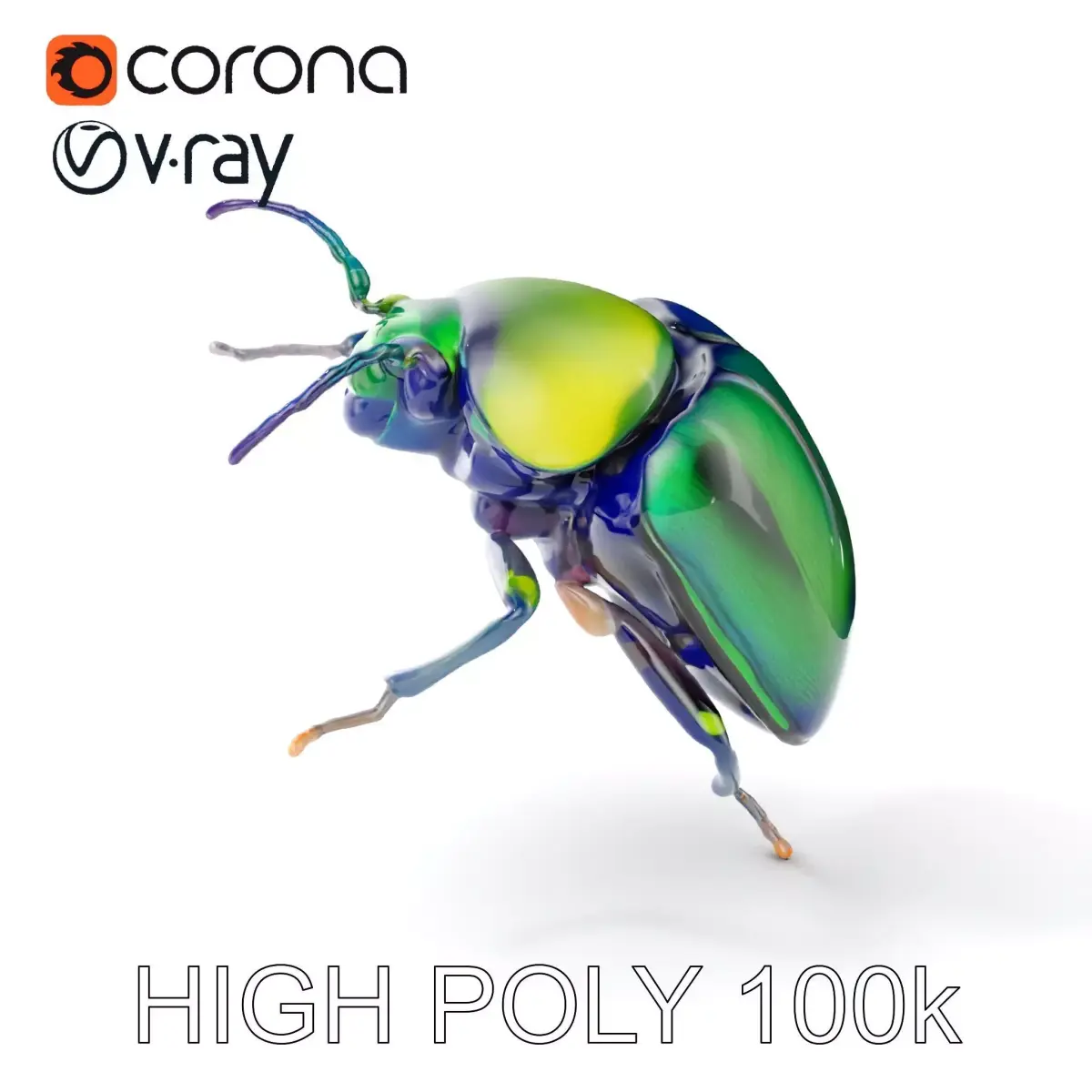 Iridescent Beetle Model Pack Low-poly 3D model