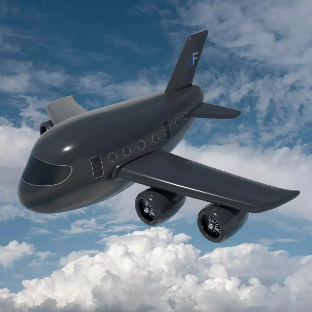 Cartoon Airplane - Prop Plane for Games and Animation Low-poly 3D model