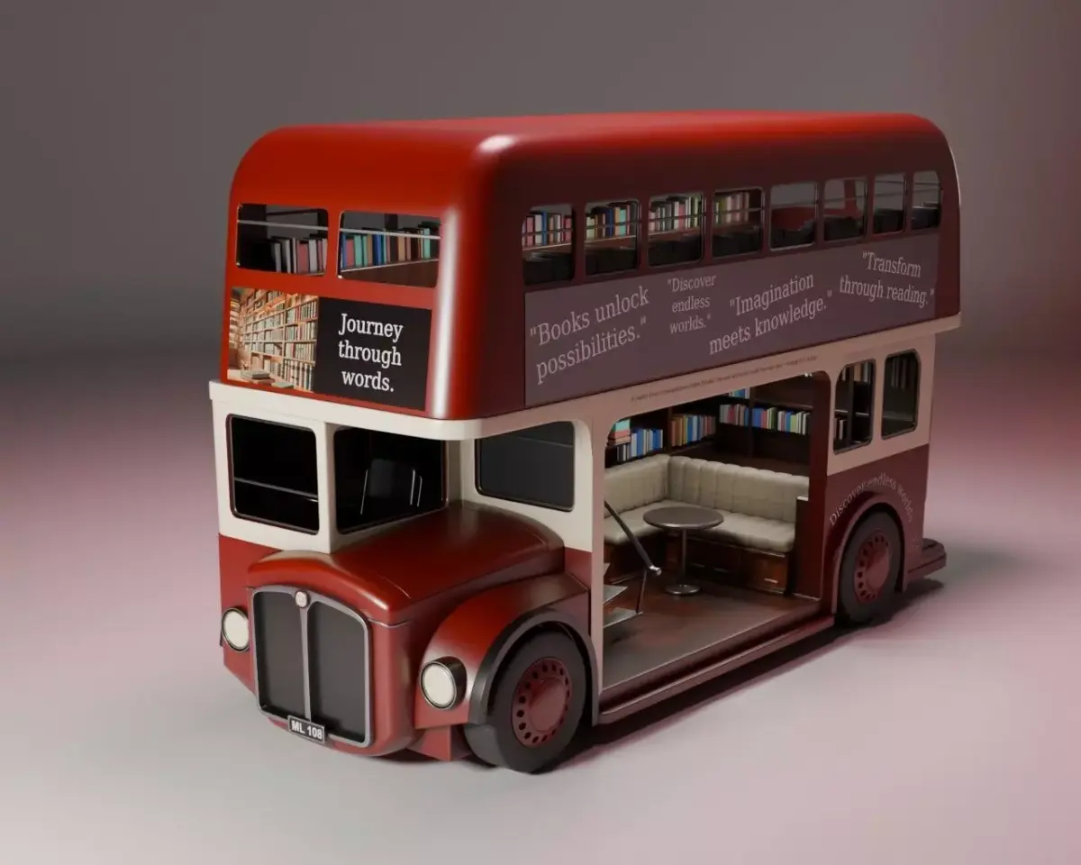 The Bookliner Rolling Library Express Mobile Library Low-poly 3D model