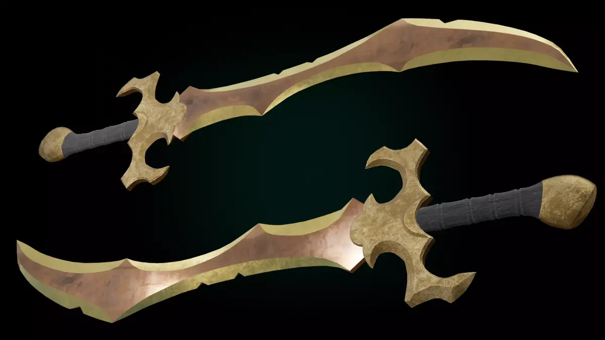 Fantasy Golden Sword Game-Ready Low-poly 3D model