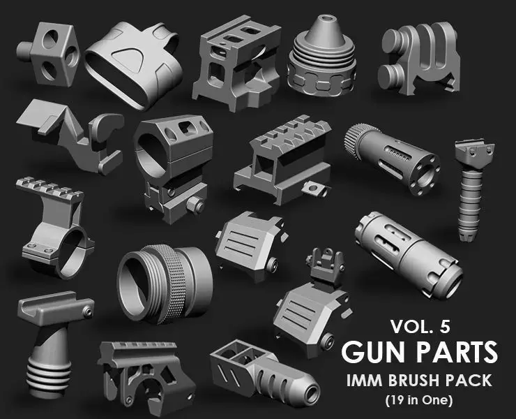 Gun Parts IMM Brush Pack 19 in One Vol 5 3D model