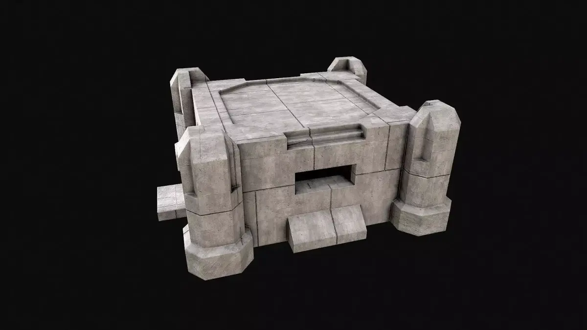 Military Concrete Bunker Base 7 Low-poly 3D model