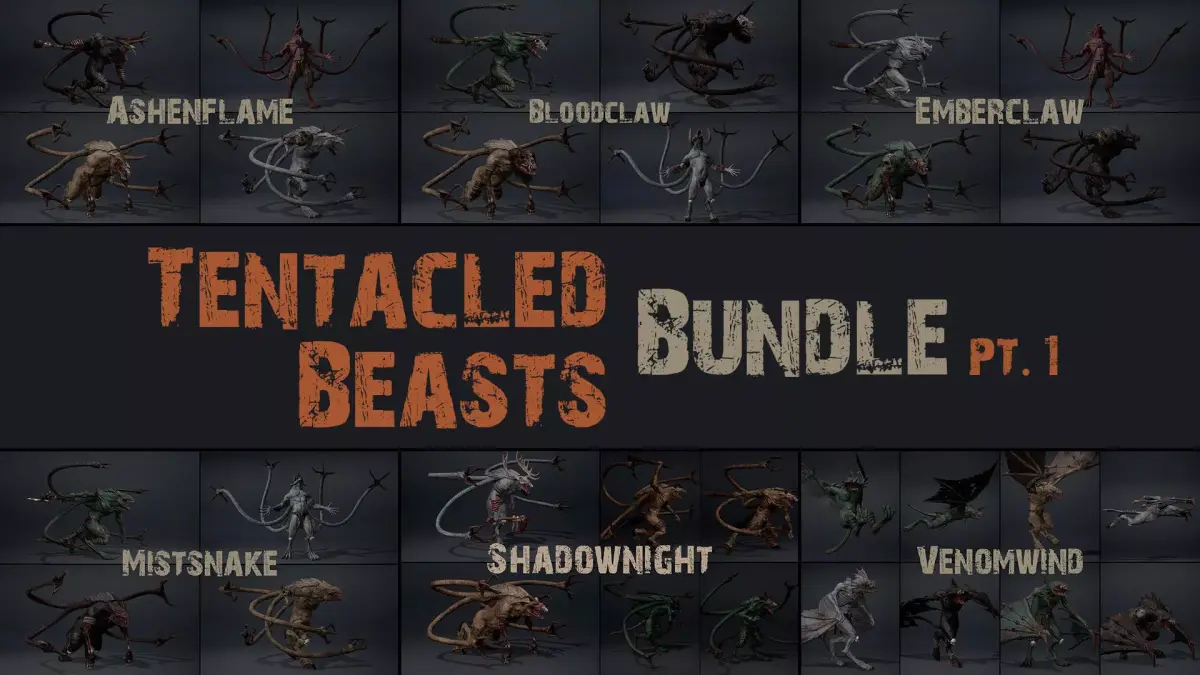 Tentacle Beasts Bundle Part 1 3D Model Pack