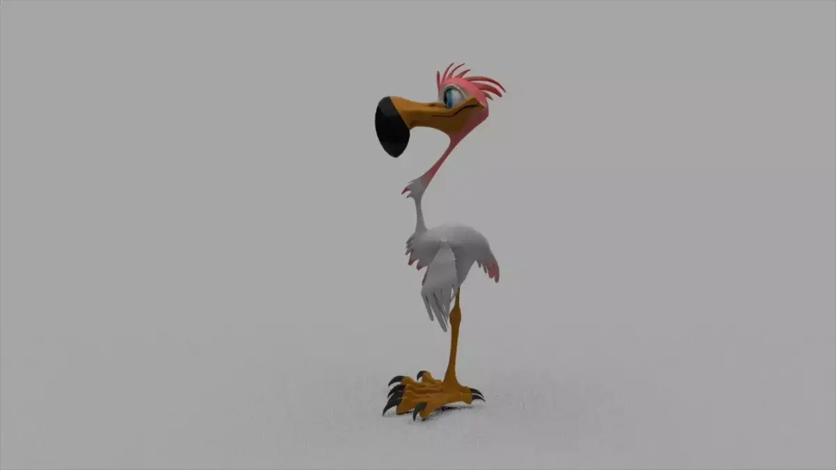 Flamingo cartoon Low-poly 3D model