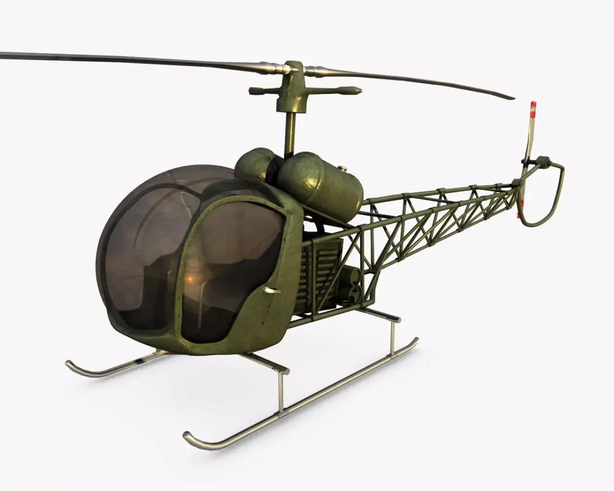 Bell 47 Helicopter Low-poly 3D model purchase