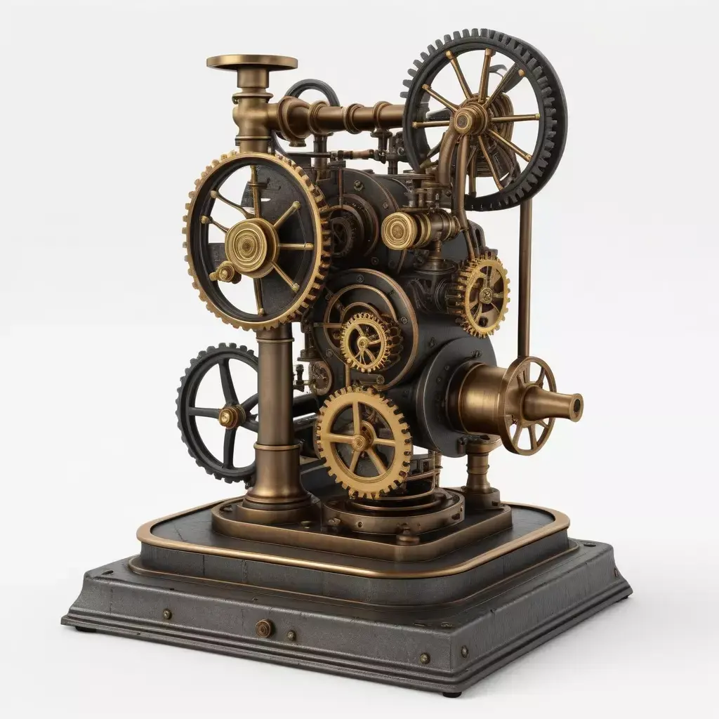 Intricate Steampunk Gear Engine Mechanism 3D model