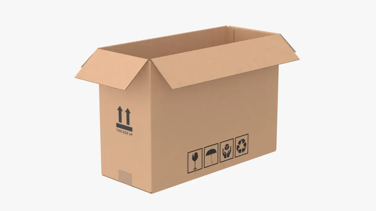 Cardboard Box 50x20x35 Open 3D model