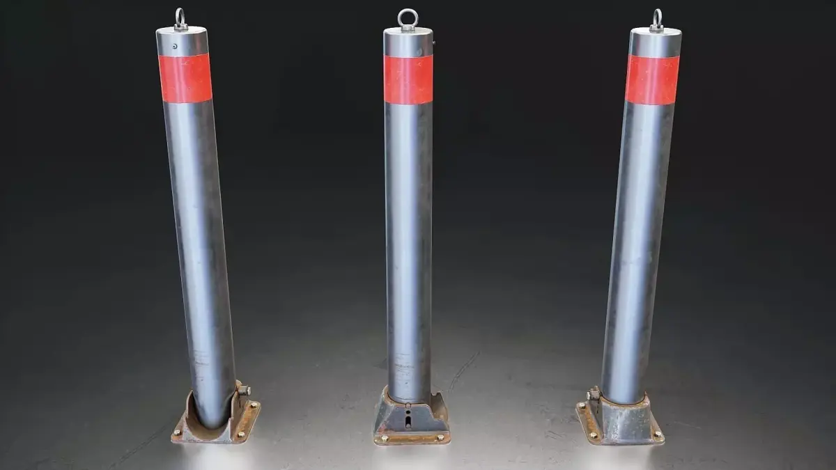 Steel Removable Security Bollard Low-poly 3D model