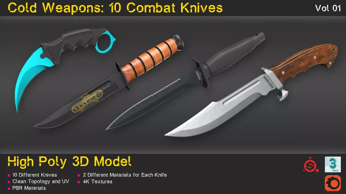 Cold Weapons-Combat Knives-Vol 01 3D model