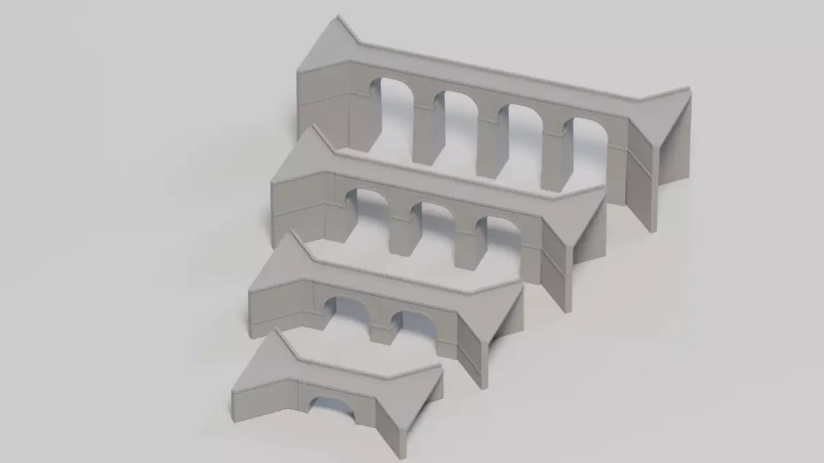 HO Scale Modular Stone Bridge - Customizable Lengths and Heights 3D print model
