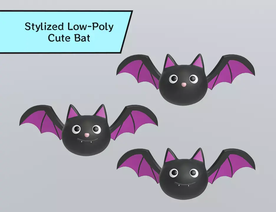 Stylized Low-Poly Cute Bat Low-poly 3D model