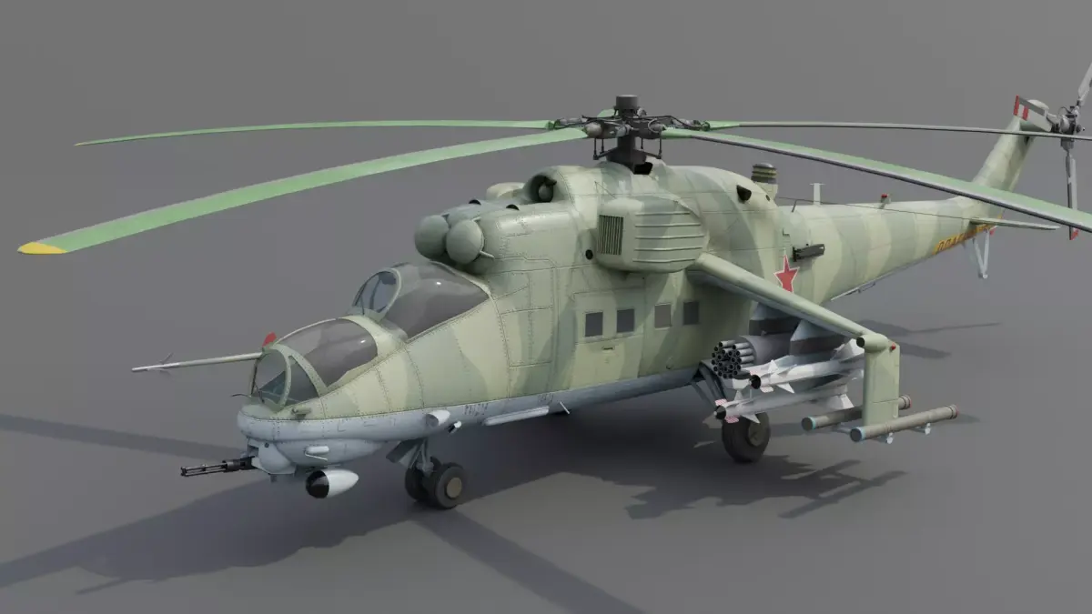 MIL MI 24 V Hind Attack helicopter Low-poly 3D model
