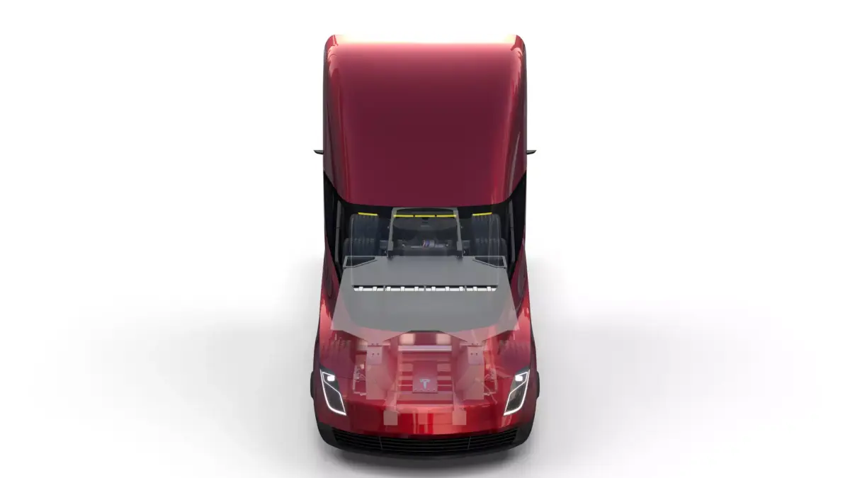 Tesla Truck with Chassis and Interior Red 3D model