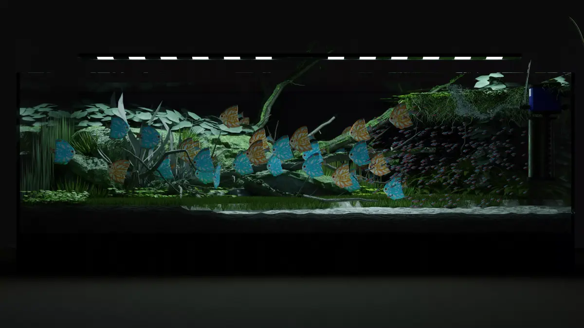 Aquarium fish tank with plants in it 3D model