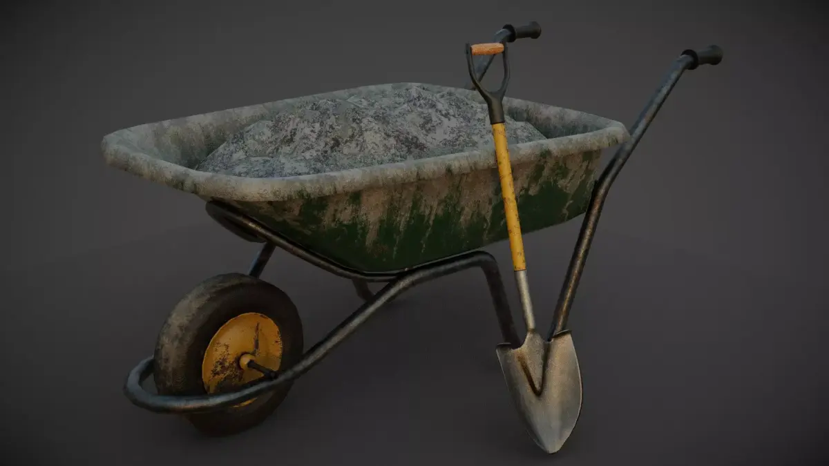 wheel barrow Low-poly 3D model shop