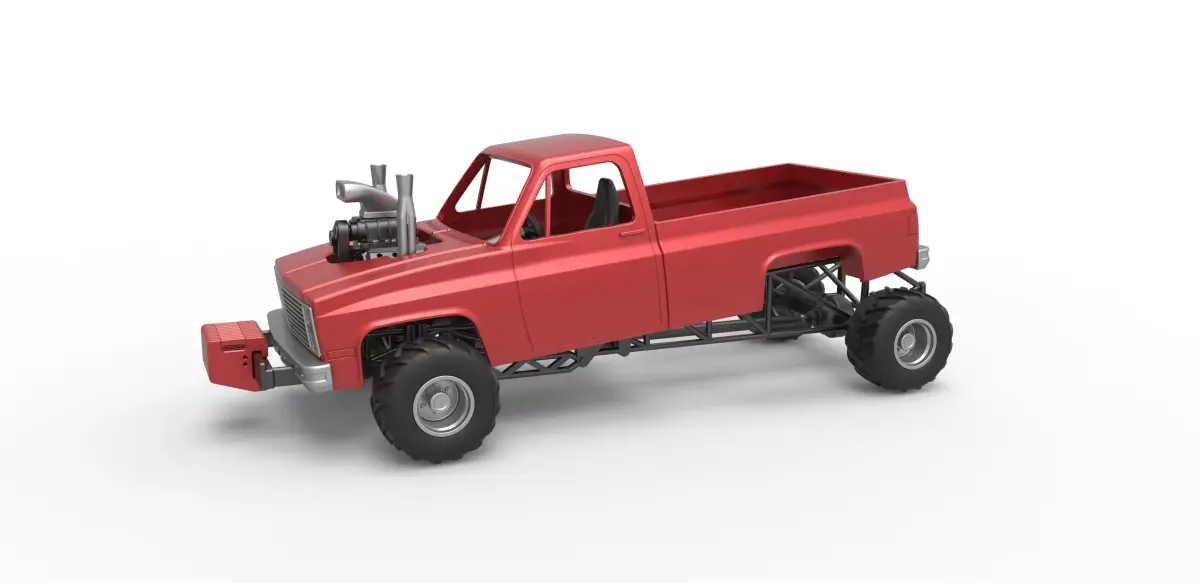Old school pulling truck 4wd Scale 1 to 25 3D print model