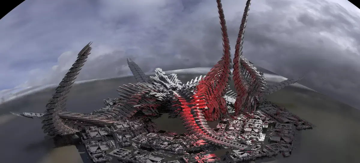 7 Dragon Sci fi Bone Towers 3D model