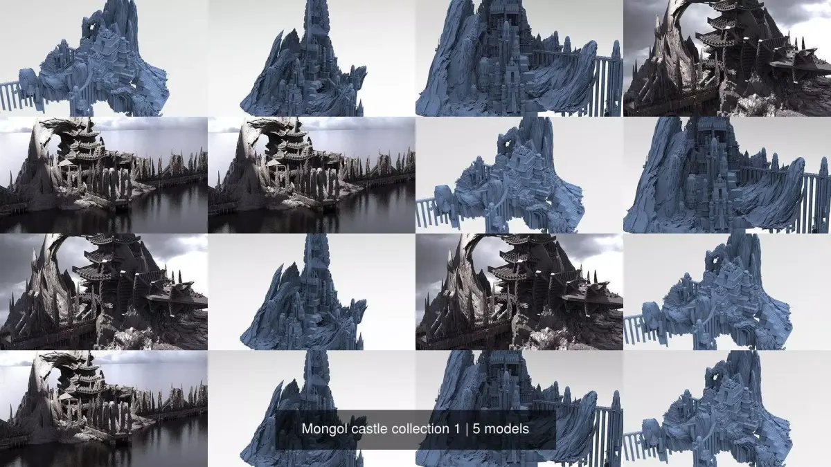 Mongol castle collection 1 3D Model Pack