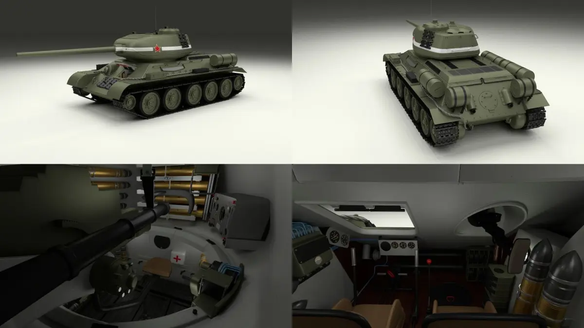 T-34 85 with Interior 3D model