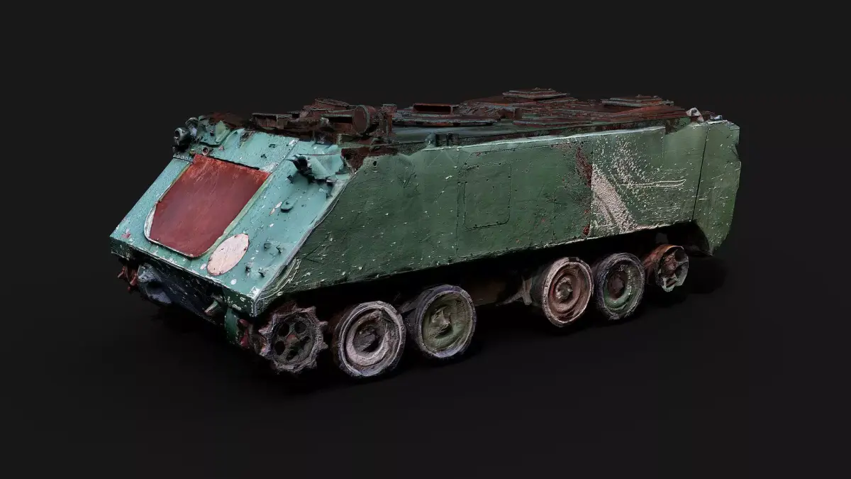 war destroyed military M113 vehicle wreck PBR photogrammetry Low-poly 3D model