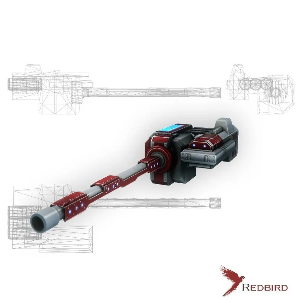 Blaster cannon 01 sci-fi low poly Low-poly 3D model