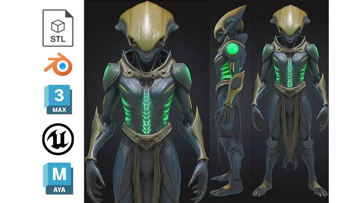 Advanced Extraterrestrial Soldier Low-poly 3D model