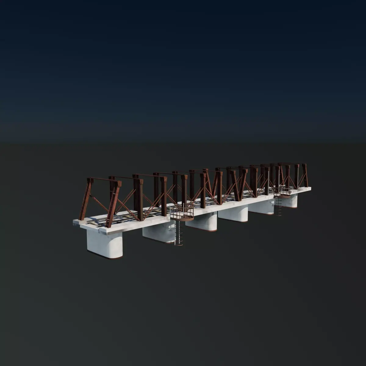 Modular railway bridge 3D model