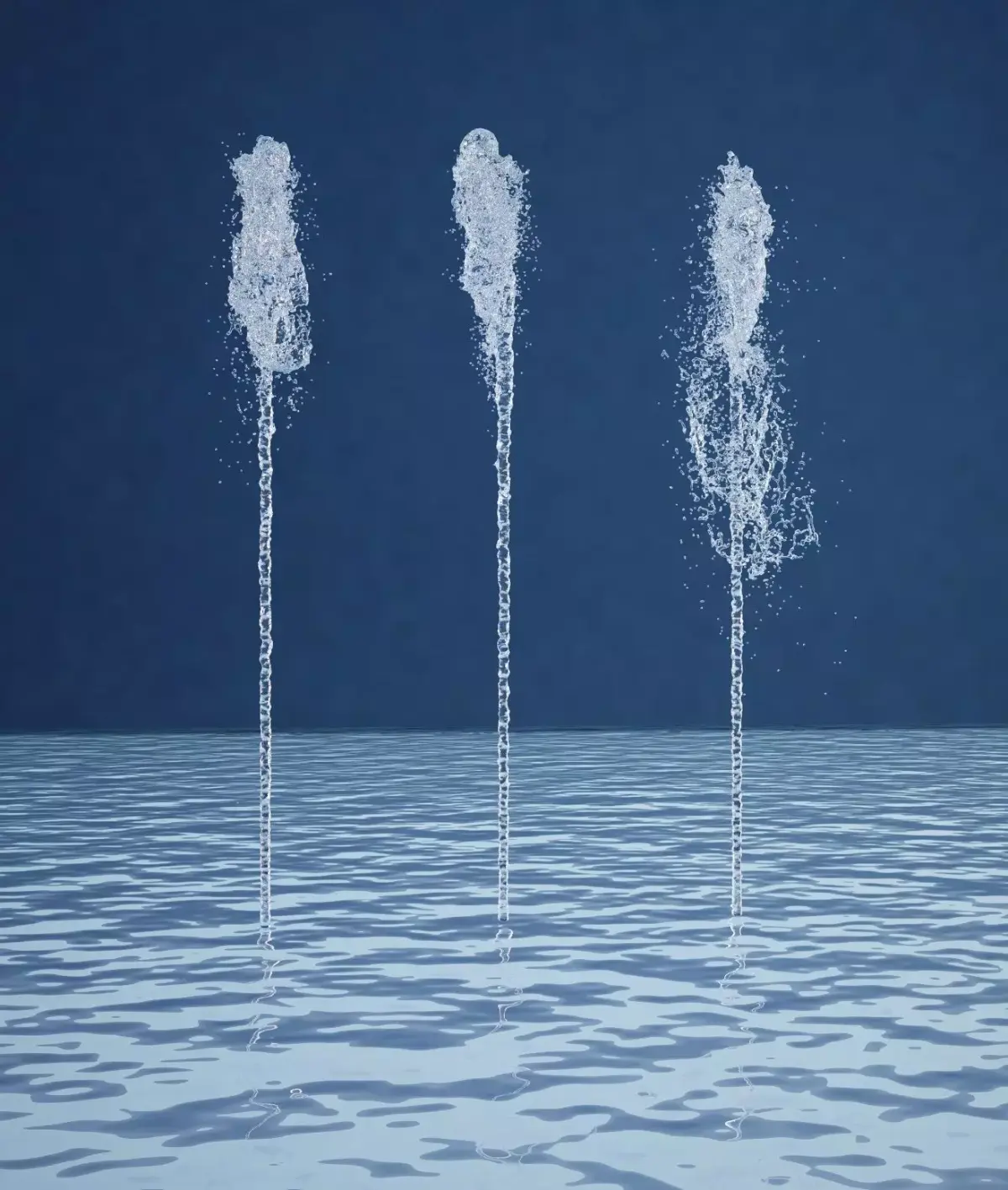 3 hight jets of water 3D model