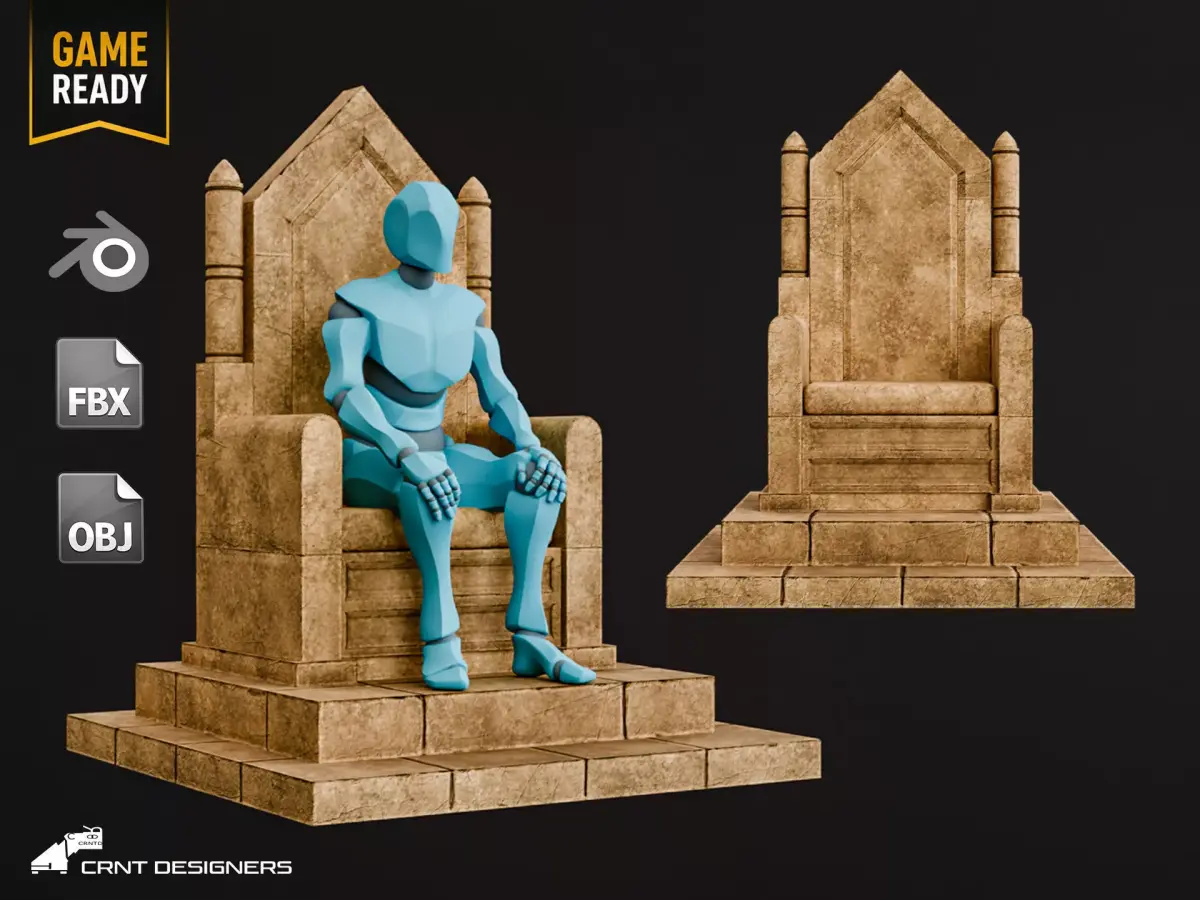 Ancient Throne Low-poly 3D model