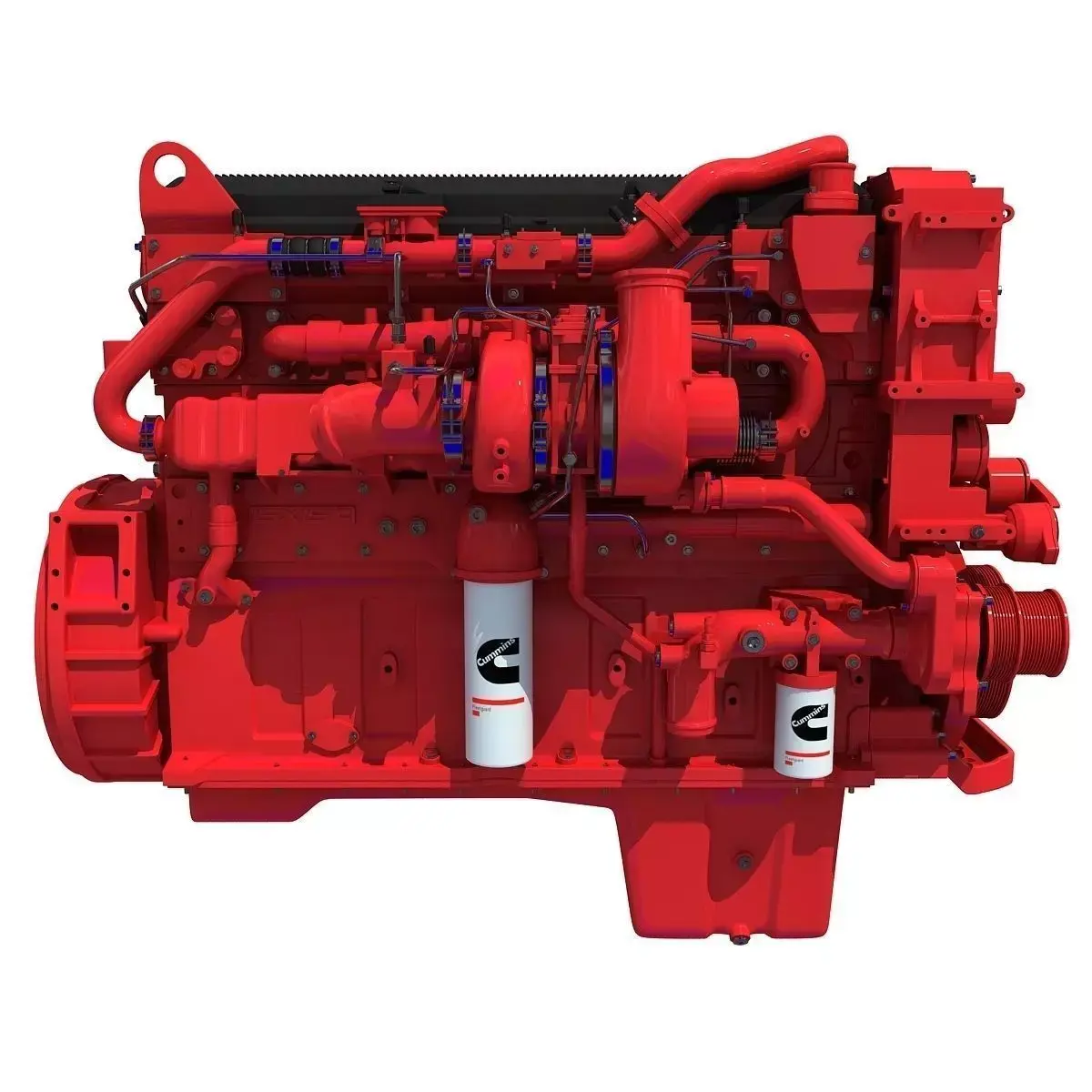 Red Heavy-Duty Diesel Engine Cummins 3D model