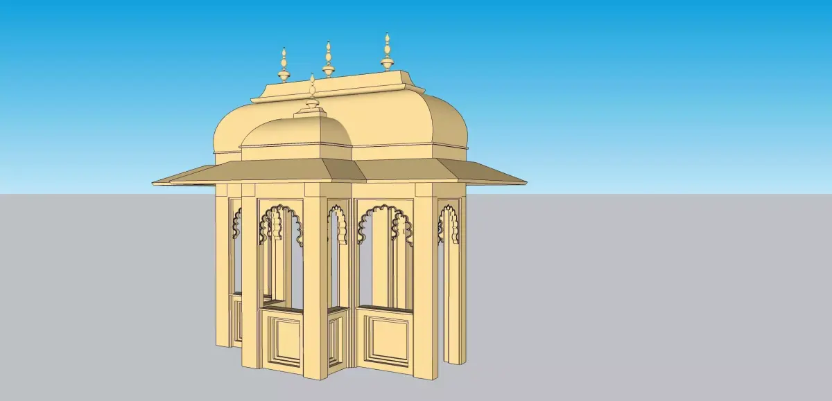indian jodhpuri stone chatri dome 3D model