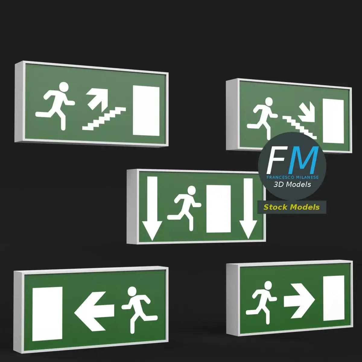 Emergency exit signs 3D model