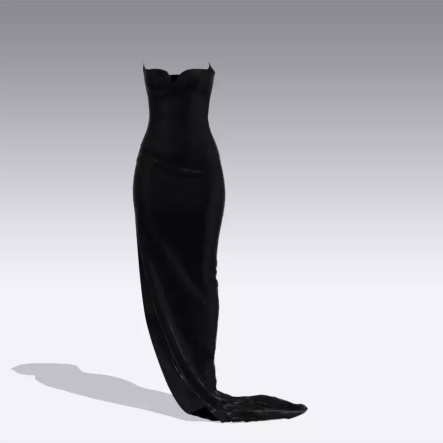 DRESS HEART SHAPED NECKLINE COLOR BLACK FABRIC TYPE SILK  3D model