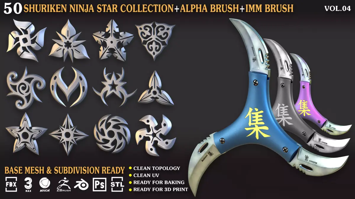 Shuriken Ninja Star CollectionVol 04 Low-poly 3D model
