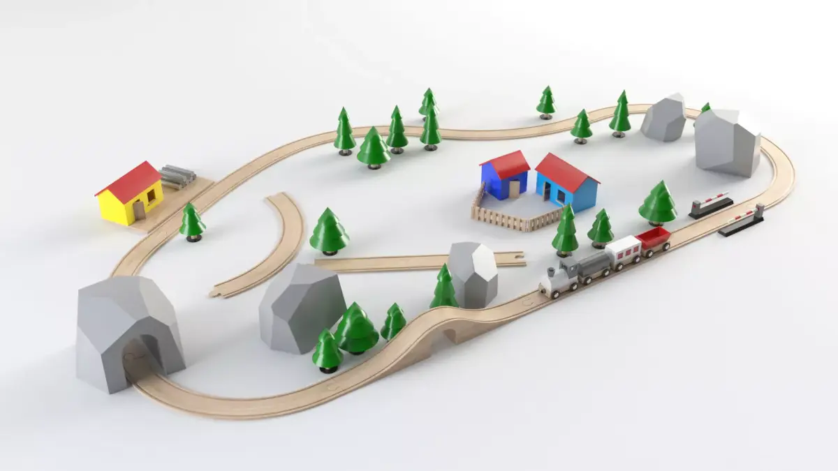 Wooden Toy Train 3D model
