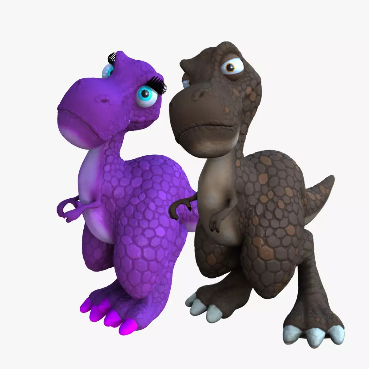Larry and Lizzy Dinosaur Rigged 3D model