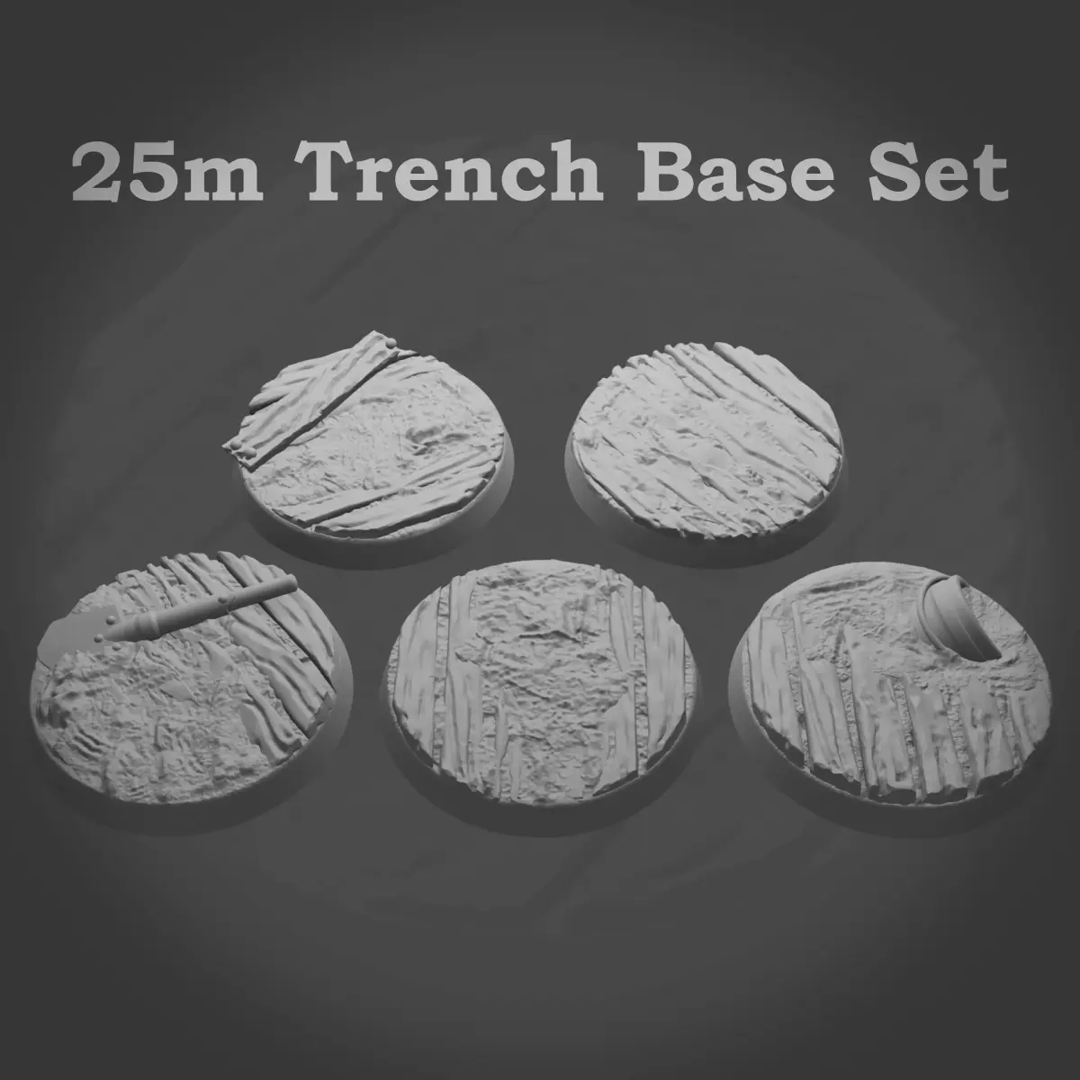25mm trench base set Pre-supported 3D print model