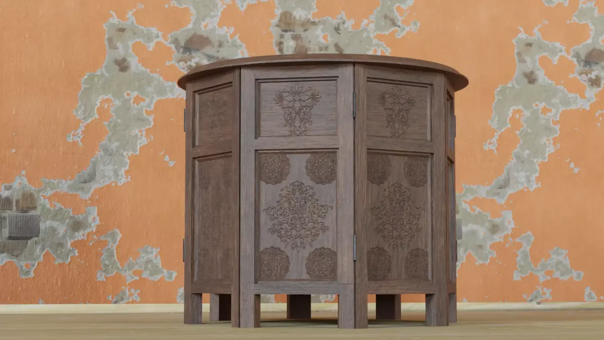 Mosaic Wooden Table Low-poly 3D model