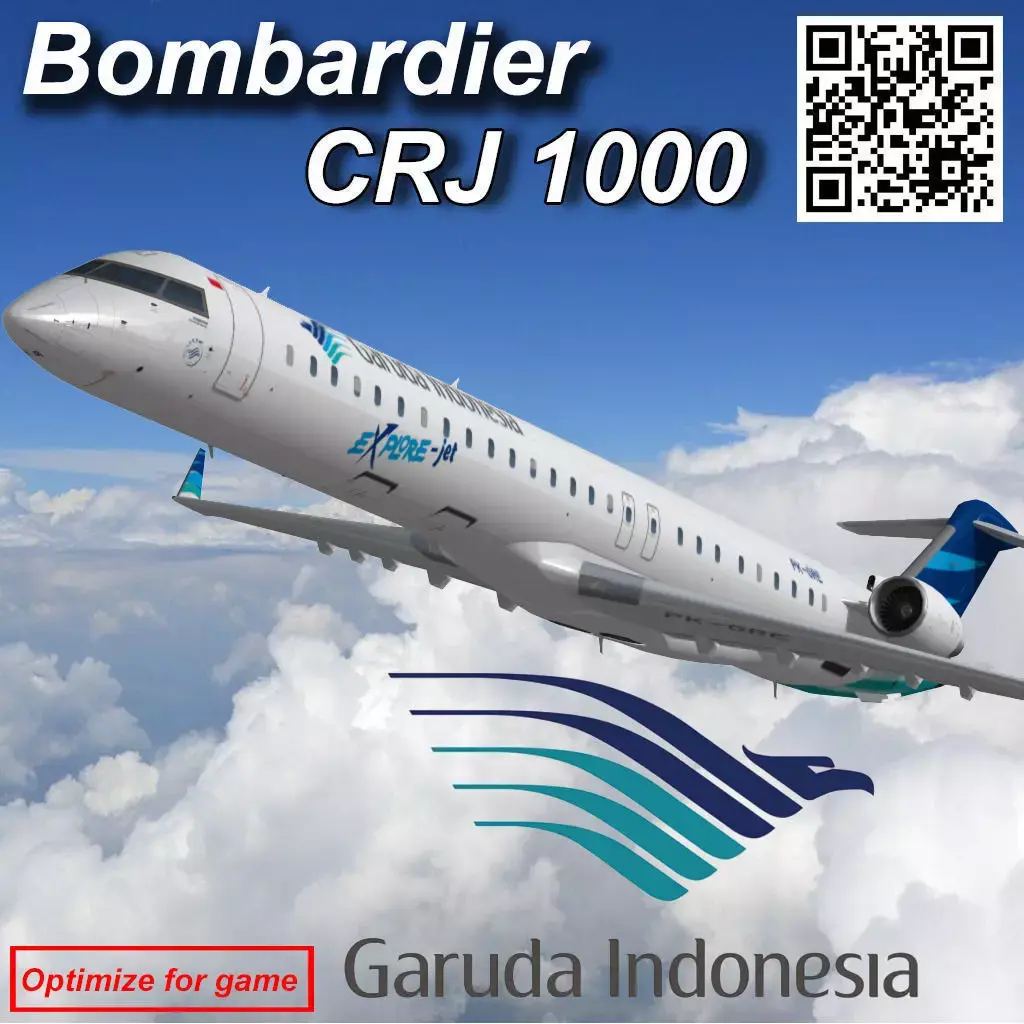 Bombardier CRJ 1000 Garuda Indonesia Low-poly 3D model