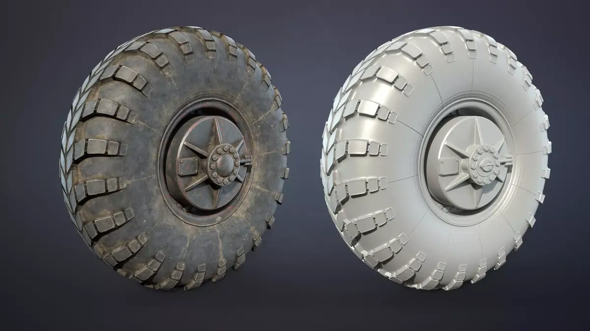 Truck Wheel 04 BRDM Low-poly 3D model