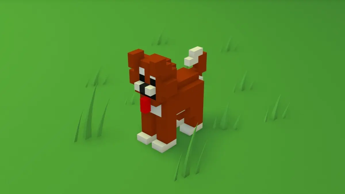 Voxel cartoon dog  game ready Low-poly 3D model