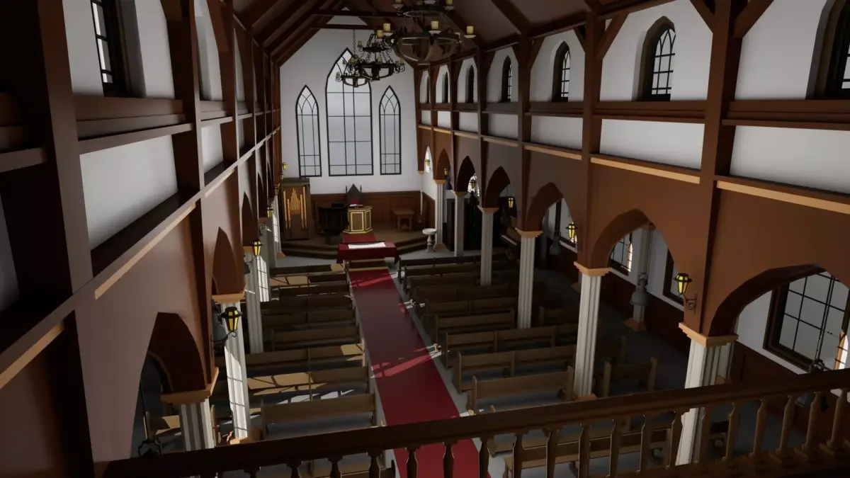 Realistic Church Cathedral Interior - Game Ready Low-poly 3D model