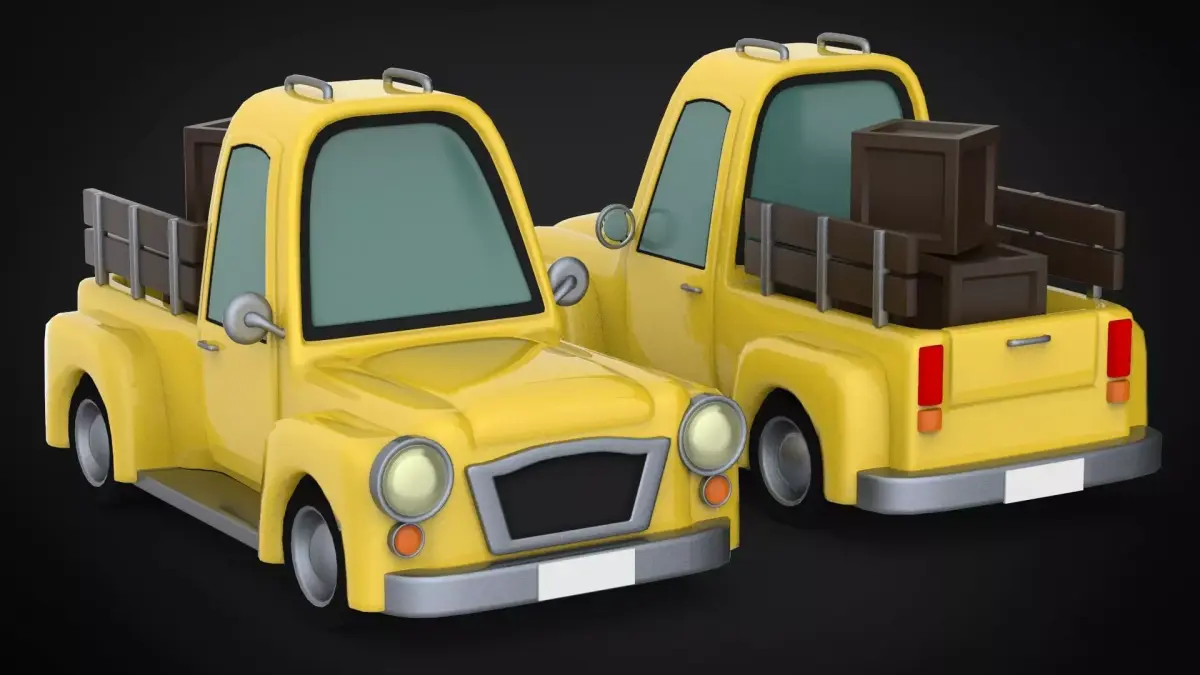Low Poly Pickup Game Ready two toy trucks Low-poly 3D model