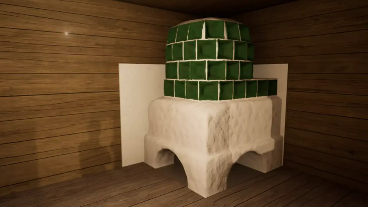 Late medieval tiled stove Low-poly 3D model